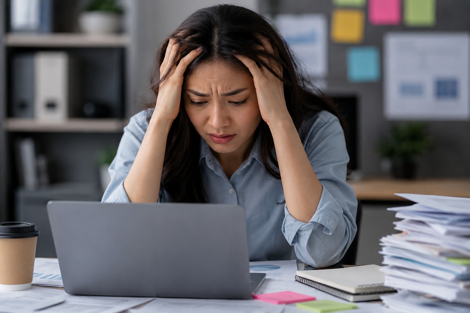 Stressed person managing operations